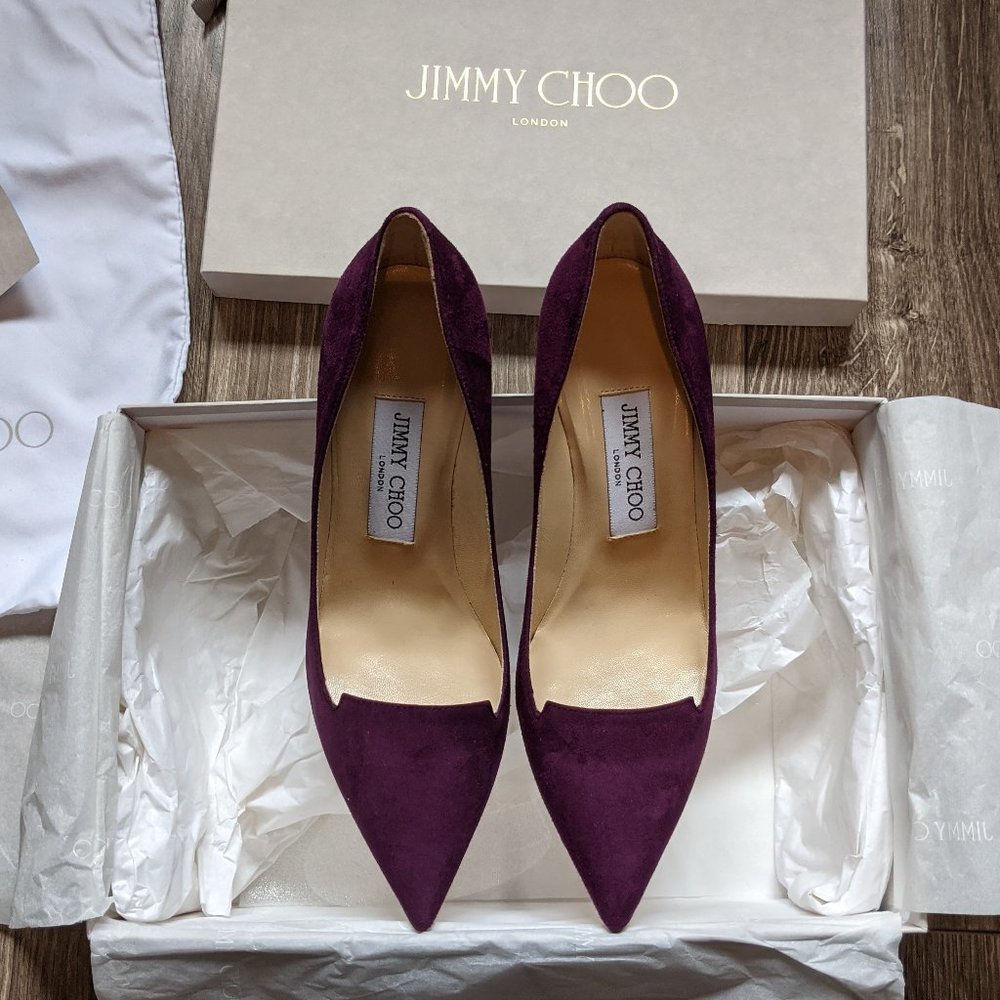 NIB (W36.5) - JIMMY CHOO Purple Suede Pumps 85mm